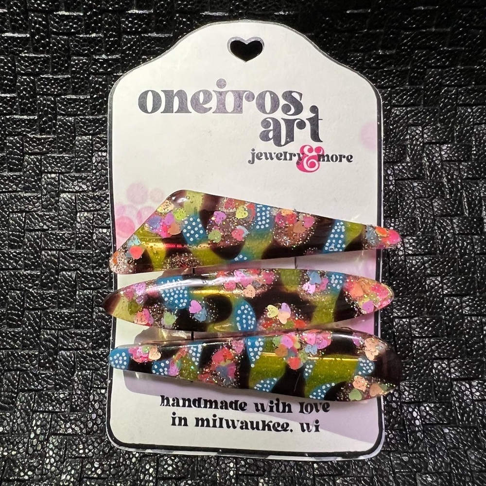 3-Pack Resin Barrettes- Patchwork